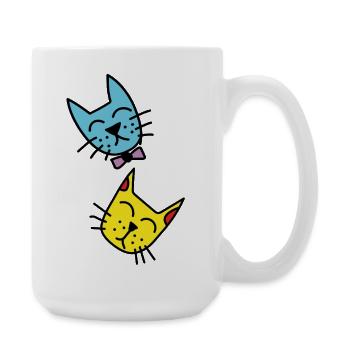 Katzen-Duo Pastellfarben - Große Tasse 440 ml - Weiß - Rechts