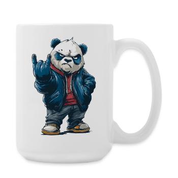 Rocking panda with "rock on" pose - Large Mug 440 ml - white - Right