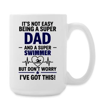 Herz + Schwimmen – Super Papa Schwimmer - Große Tasse 440 ml - Weiß - Rechts