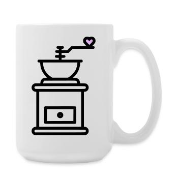 Kaffee-Liebe:  Kaffeemuehle mit Herz Vektor - Große Tasse 440 ml - Weiß - Rechts