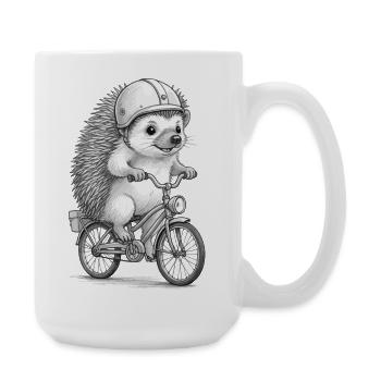 Igelfahrer auf Vintage-Motorrad - Große Tasse 440 ml - Weiß - Rechts
