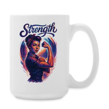 Stärke starke Frau Rockabilly Frauenpower Geschenk - Große Tasse 440 ml - Weiß - Rechts
