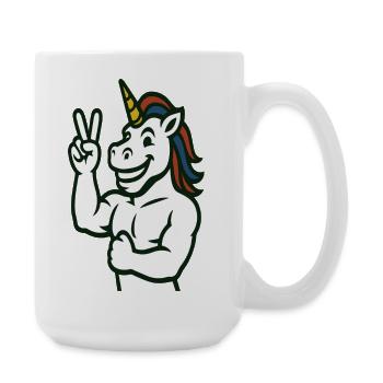 Illustration du signe de paix de la licorne - Grande tasse 440 ml - blanc - Droite