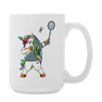 Dabbing Badminton Unicorn Funny Sports Design - Large Mug 440 ml - white - Right