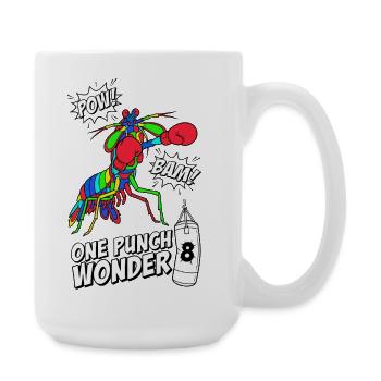 One Punch Wonder 8. Geburtstag Fangschreckenkrebs - Große Tasse 440 ml - Weiß - Rechts
