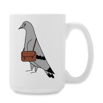 Pigeon with Bag – Urban Minimal Illustration - Large Mug 440 ml - white - Right