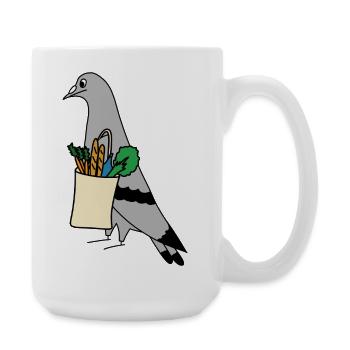 Pigeon Grocery Bag – Urban Minimal Illustration - Large Mug 440 ml - white - Right