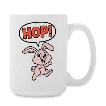 HOP ! Vecteur d’action comique Bunny Jumping - Grande tasse 440 ml - blanc - Droite
