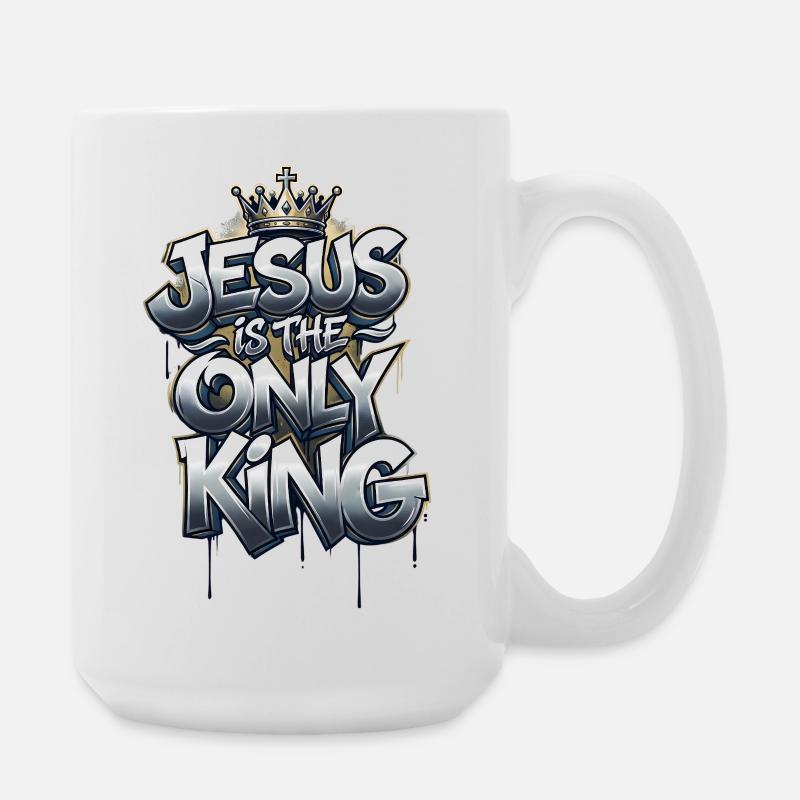 Jesus is the only King - Large Mug 440 ml - white