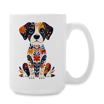 Flower Dog Cute Little Dog Dog Design - Large Mug 440 ml - white - Right