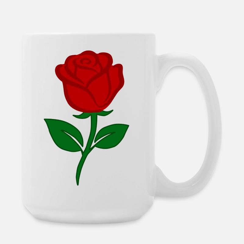 Rote Rose - Große Tasse 440 ml - Weiß