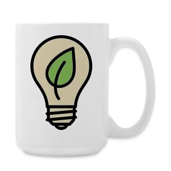 Glühbirne Blatt Öko Idee - Große Tasse 440 ml - Weiß - Rechts