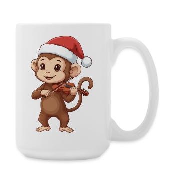 Weihnachtsaffe spielt Geigenkunst - Große Tasse 440 ml - Weiß - Rechts