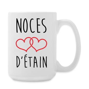 Zinnhochzeit 10 Jahre Hochzeit - Große Tasse 440 ml - Weiß - Rechts