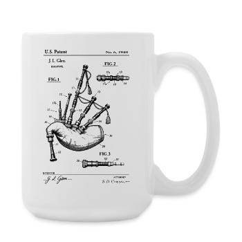T-shirt médiéval design de plan de cornemuse - Grande tasse 440 ml - blanc - Droite