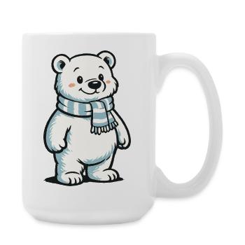 Polar bear with scarf - Large Mug 440 ml - white - Right