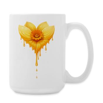 Daffodil Flower Heart Shape Illustration - Large Mug 440 ml - white - Right