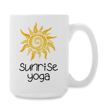 Sunrise Yoga - Design mit gelber Sonne - Große Tasse 440 ml - Weiß - Rechts