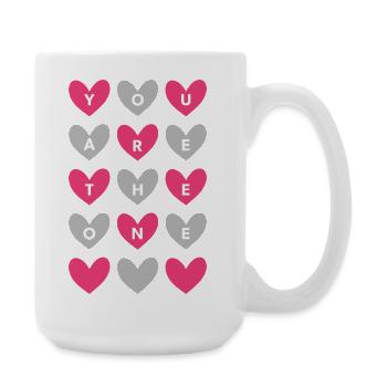 You Are The One Pink Romantic Heart Pattern Art - Große Tasse 440 ml - Weiß - Rechts
