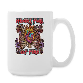 Herz voller Feuer - Große Tasse 440 ml - Weiß - Rechts