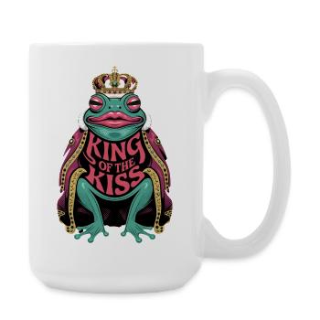 Roi du Baiser, Grenouille drôle, Prince Baiser Dire - Grande tasse 440 ml - blanc - Droite
