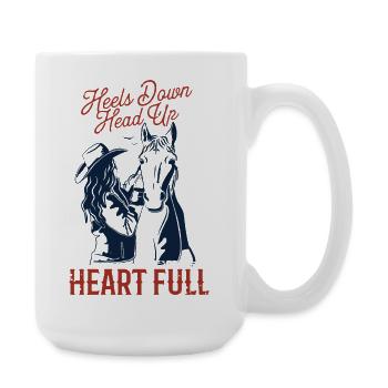 Equestrian sports - Heels down, head up, heart full. - Large Mug 440 ml - white - Right