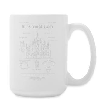 Blaupausenillustration des Milanoer Duomo - Große Tasse 440 ml - Weiß - Rechts