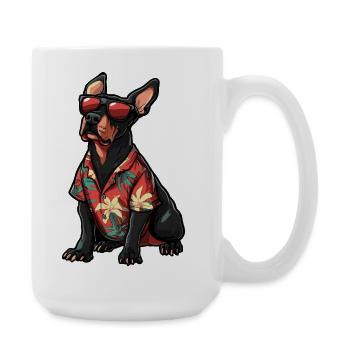 Doberman Dog Comic Vacation - Large Mug 440 ml - white - Right