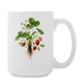 Erdbeerpflanze Botanisches Vintage Motiv - Große Tasse 440 ml - Weiß - Rechts