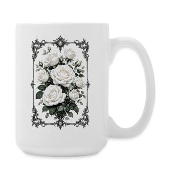 Rosen, Weiße Rosen, Rose & Blumen - Große Tasse 440 ml - Weiß - Rechts