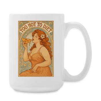 Art nouveau Pin-Up : Pizza – Trop chaud pour être diété. - Grande tasse 440 ml - blanc - Droite