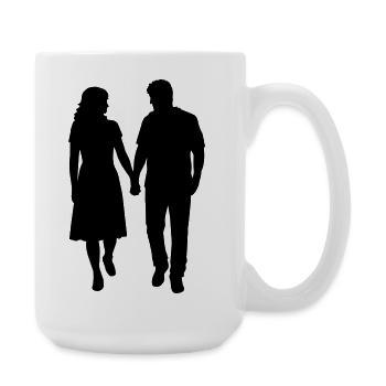 Couple Silhouette Amour Romance Petit ami de la Saint-Valentin - Grande tasse 440 ml - blanc - Droite