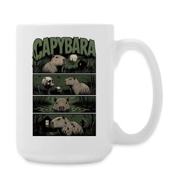 Night Swim Capybara Horror - Large Mug 440 ml - white - Right