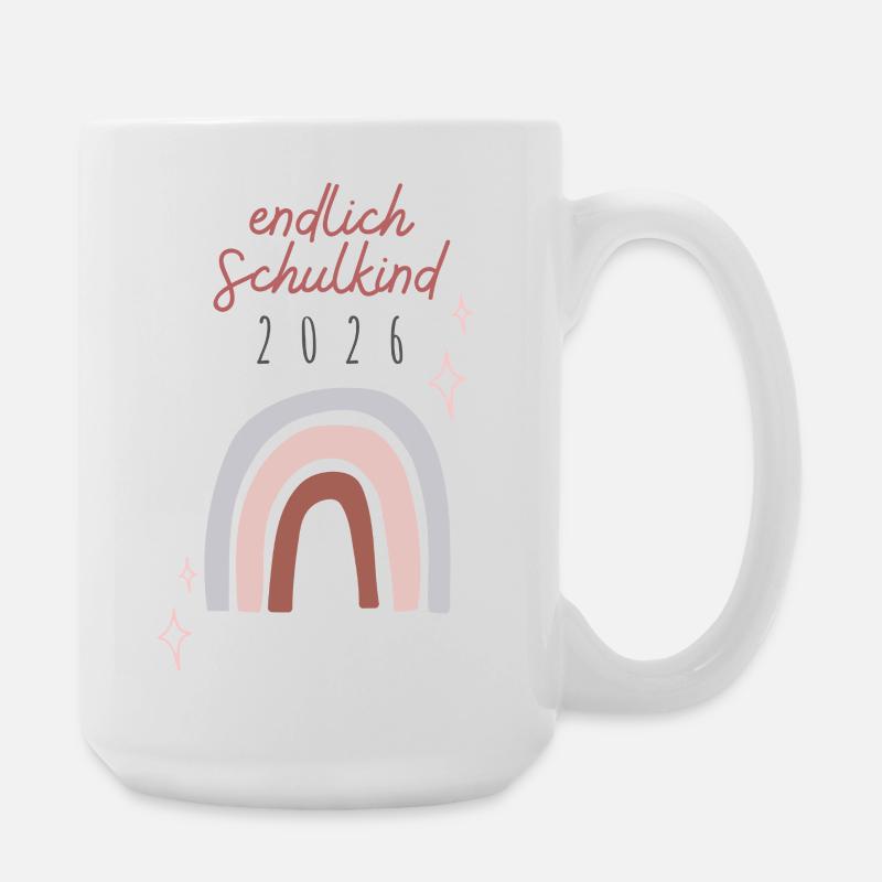 Endlich Schulkind 2026 Regenbogen Schuleinführung  - Große Tasse 440 ml - Weiß