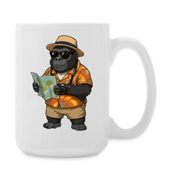 Voyageur Gorille en chemise hawaïenne - Grande tasse 440 ml - blanc - Droite