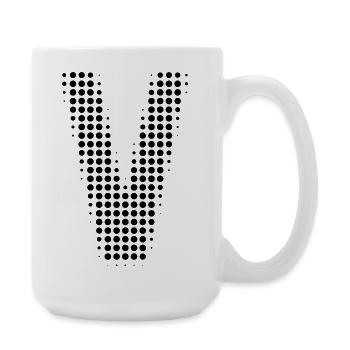 Buchstabe V – Punktmuster Initial Design - Große Tasse 440 ml - Weiß - Rechts