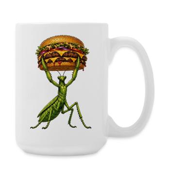 Gottesanbeterin Gewichtheber Burger Comic - Große Tasse 440 ml - Weiß - Rechts