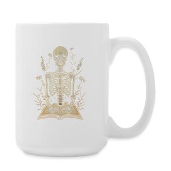 Skeleton in the book garden bookworm bookworm - Large Mug 440 ml - white - Right