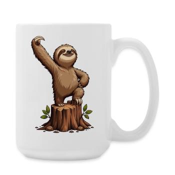 Faultier auf Baumstumpf Feier - Große Tasse 440 ml - Weiß - Rechts