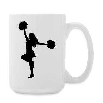 Cheerleader silhouette with pompoms - Large Mug 440 ml - white - Right