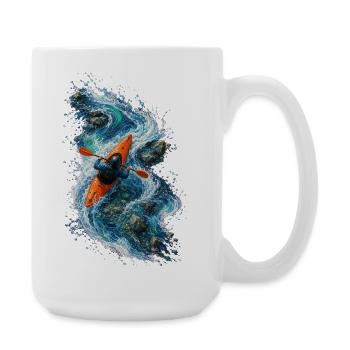 Speed kayaking on blue water - Large Mug 440 ml - white - Right