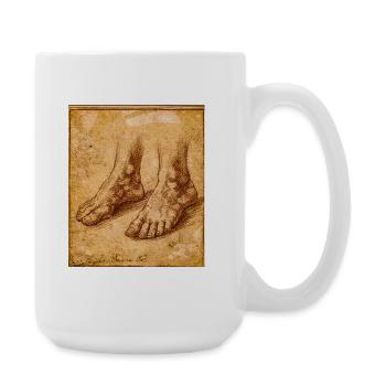 Antique Feet Drawing - Large Mug 440 ml - white - Right