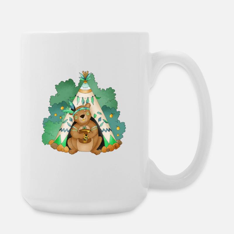 ours devant son tipi - Grande tasse 440 ml - blanc