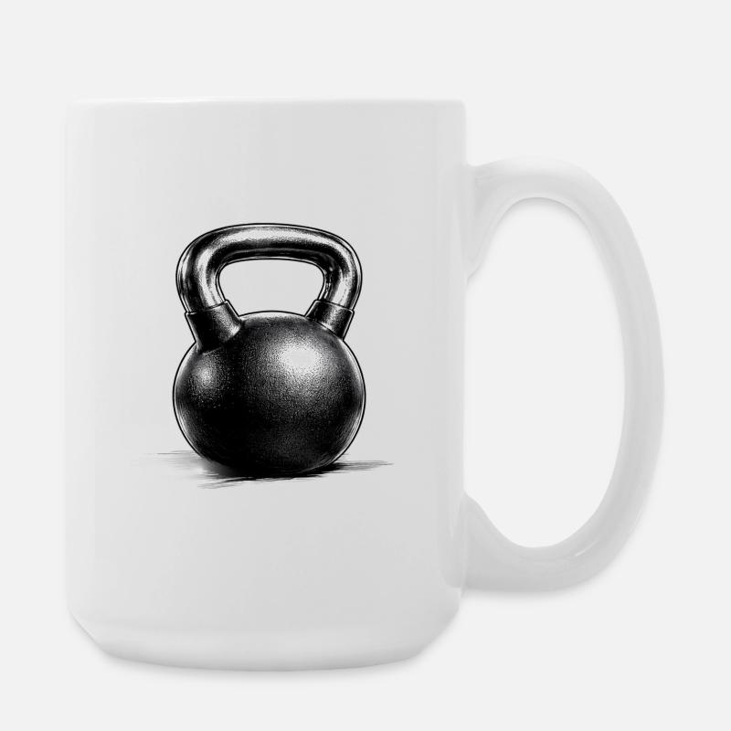 Kettlebell Krafttraining Zeichnung Minimal - Große Tasse 440 ml - Weiß