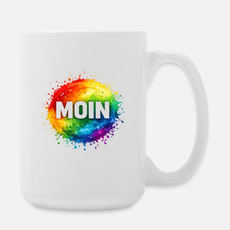 Moin im Regenbogenwasserfall - Große Tasse 440 ml - Weiß