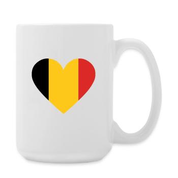 Yellow and red tricolor heart - Large Mug 440 ml - white - Right