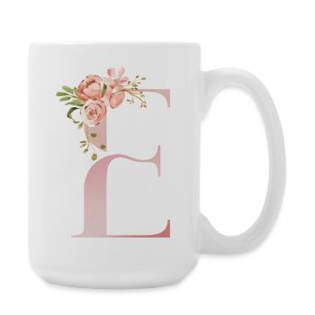 Pastel Floral Monogram E - Large Mug 440 ml - white - Right