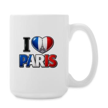 I Love Paris – Cœur tricolore et tour Eiffel - Grande tasse 440 ml - blanc - Droite