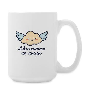 Cloud with Wings and Inspirational Quote - Large Mug 440 ml - white - Right