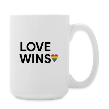 Liebe gewinnt Regenbogen-Herz-Design - Große Tasse 440 ml - Weiß - Rechts